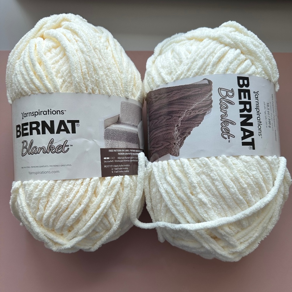 2 new in package skeins Yarnspirations Bernat Blanket yarn Vintage White
